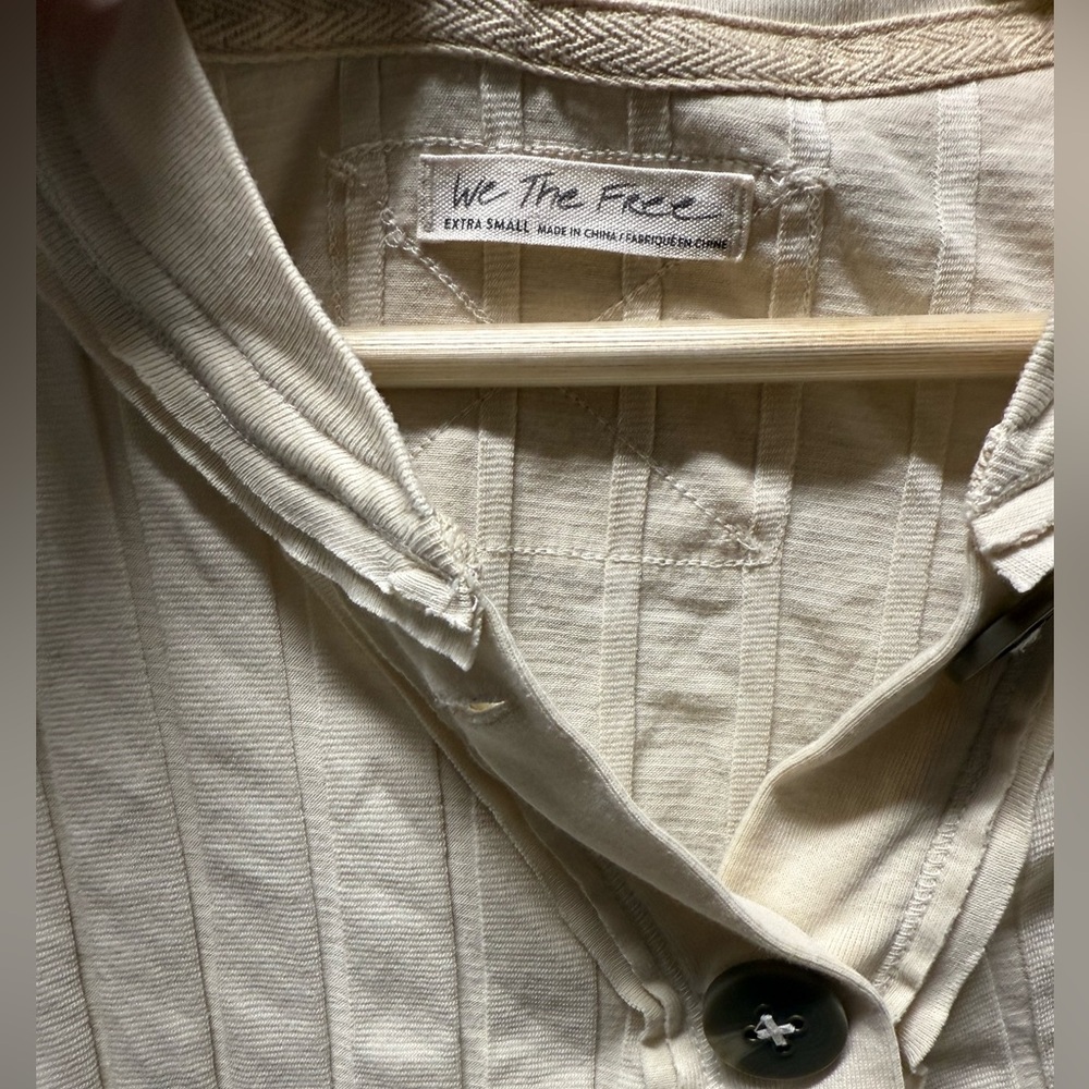 We The Free Off-White Ribbed Button-Up Top - Picture 3 of 4